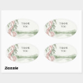 Trouwbedankje Pink Rozen Meer Ovale Sticker (Vel)