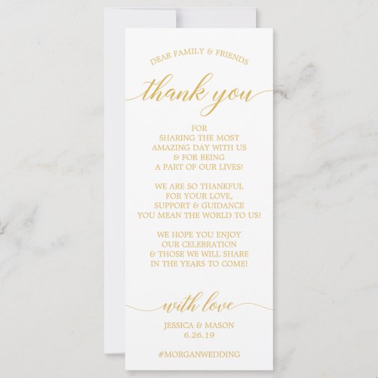 Trouwbedankje Plaats kaart goud (Voorkant)