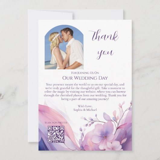 Trouwbedankje-Waterverf Cherry Blossoms Kaart (Voorkant)