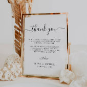 Trouwbedankkaart, afdrukbare bedankbriefje reclamebord met voetstuk