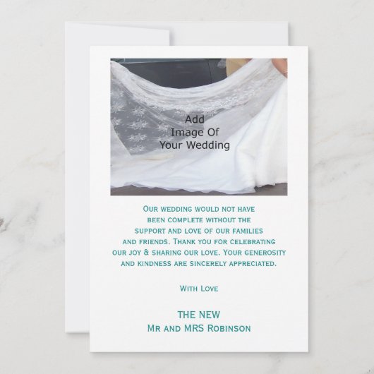 Trouwbedankkaart Blauwgroen vlinders hart Bedankkaart (Achterkant)