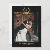 Trouwbedankkaart Botanische Zwart Gouden Foto Bedankkaart (Voorkant)