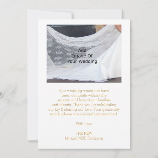 Trouwbedankkaart Gold Hearts Bedankkaart (Achterkant)