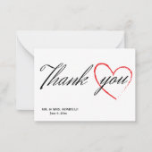 Trouwbedankkaart met hart notitiekaartje (Voorkant)