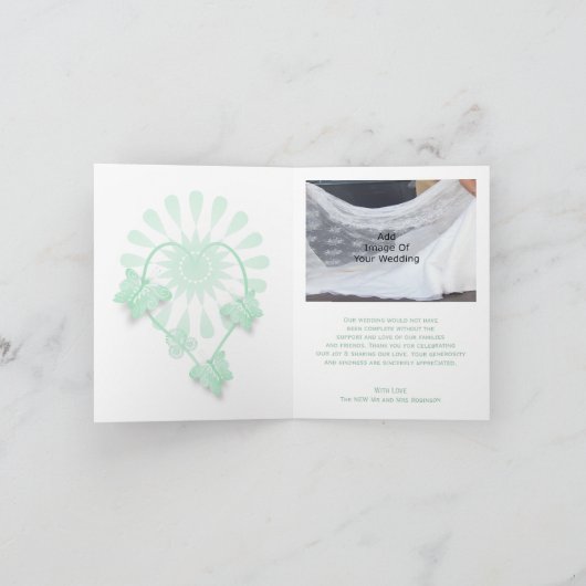 Trouwbedankkaart Pepermuntvlinders Bedankkaart (Binnen)