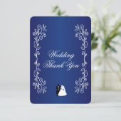 Trouwbedankkaart Royal Blue Bride Groom Bedankkaart (Staand voorkant)