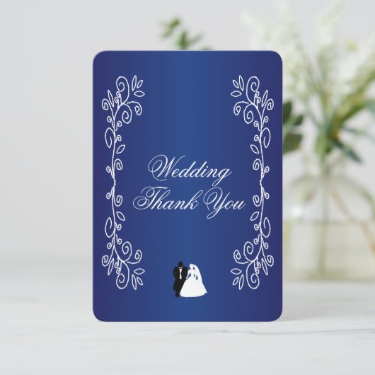 Trouwbedankkaart Royal Blue Bride Groom Bedankkaart (Staand voorkant)