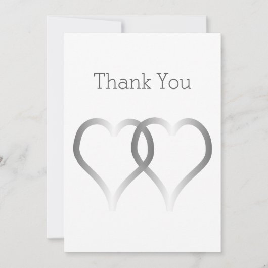 Trouwbedankkaart Silver Hearts Bedankkaart (Voorkant)