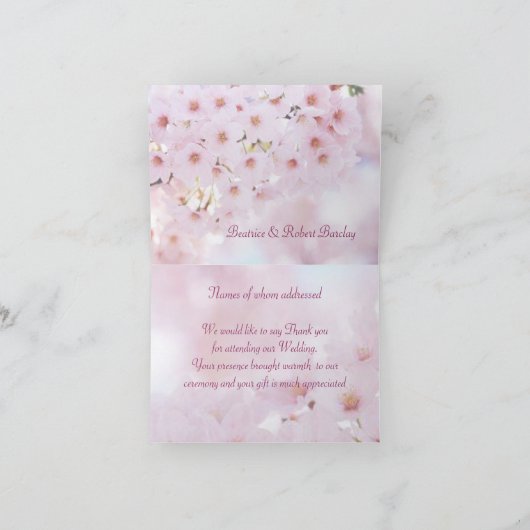 Trouwbedankkaart - Spring Cherry blossom Bedankkaart (Binnen)