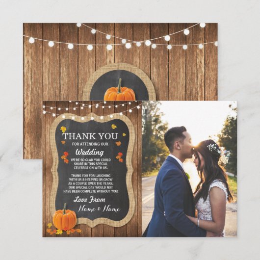 Trouwbedankkaart Verloving pompoenkrijt Kaart (Voorkant / Achterkant)