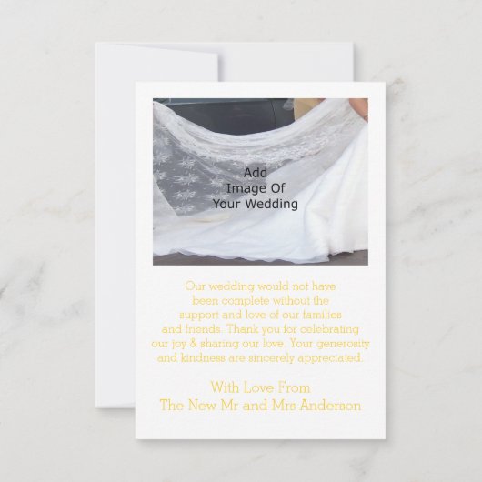 Trouwbedankkaart Yellow Butterfly Bedankkaart (Achterkant)