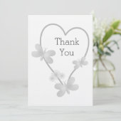 Trouwbedankkaart Zilveren Hart Vlinders Kaart (Staand voorkant)