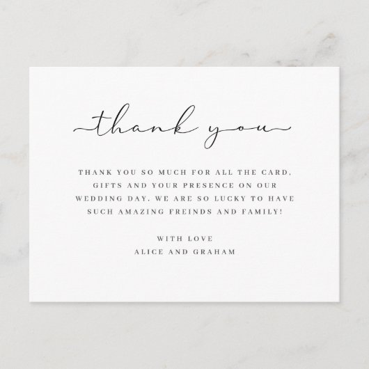 Trouwbedankkaartbericht eenvoudig briefkaart (Voorkant)