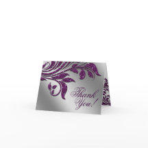 Trouwbedankkaarten Leaf Sparkle Paarse