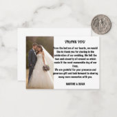 Trouwbedankkaarten met bericht notitiekaartje (Voorkant / Achterkant in situ)