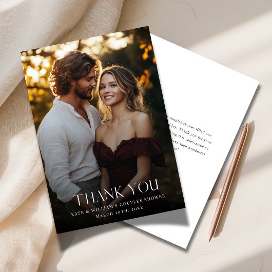 Trouwbedekking Foto koppels Douche Foto Bedankkaart