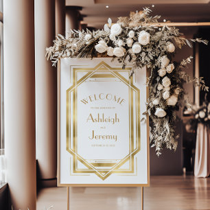 Trouwbegroeting in art deco-stijl uit de jaren 20 poster