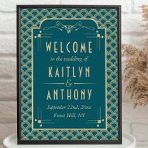 Trouwbegroeting in Vintage 1920's Art Deco Gatsby-
