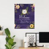 Trouwbegroeting met rustieke bloemen in paars poster (Thuiskantoor)