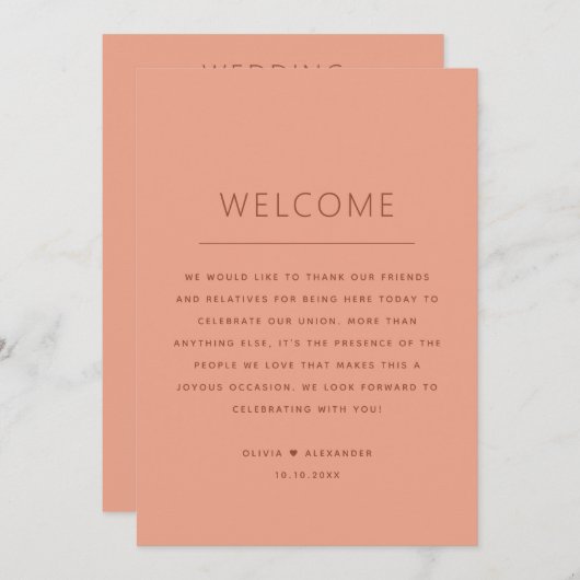 Trouwbegroeting | Perzik Weekendprogramma Tijdsche Kaart (Voorkant / Achterkant)