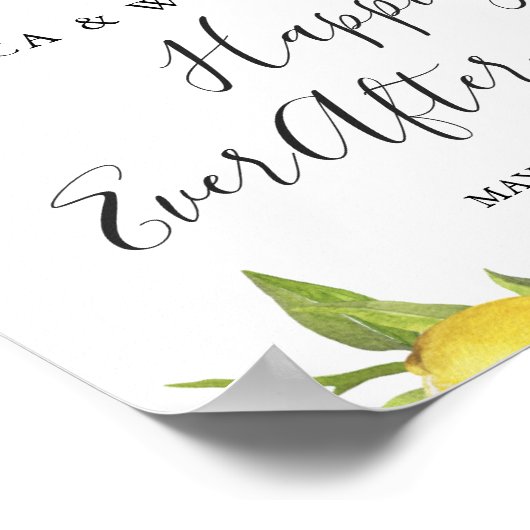 Trouwbegroetingsbord met citroenbloesemgroen poster (Hoek)