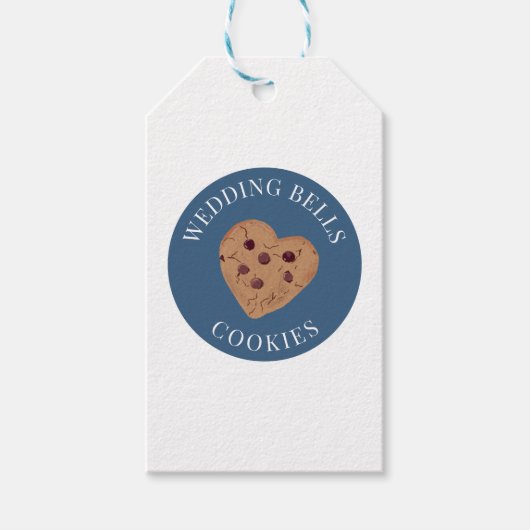Trouwbel Koekjes | Blauwe Witte Bruiloftsfeestjes Cadeaulabel (Voorkant)