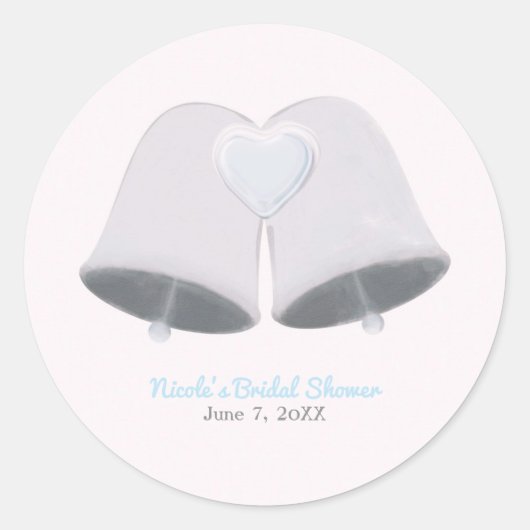 Trouwbellen & Hart Verlovings Bruiloftsshower Ronde Sticker (Voorkant)