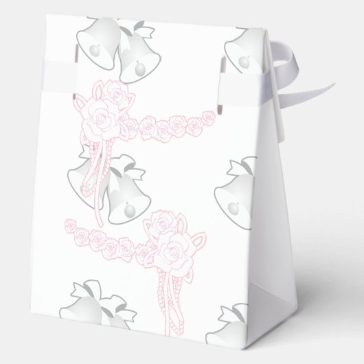 Trouwbellen Roze Bloemen Wit Dank u Bedankdoosjes (Achterkant)