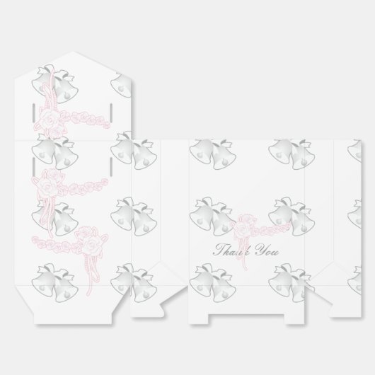 Trouwbellen Roze Bloemen Wit Dank u Bedankdoosjes (Ongevouwen)