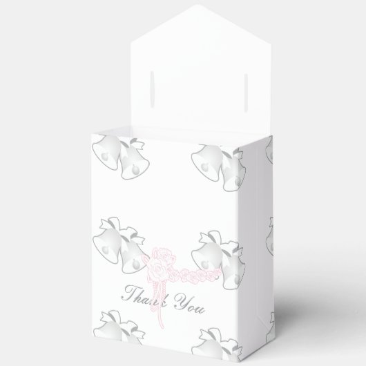 Trouwbellen Roze Bloemen Wit Dank u Bedankdoosjes (Open)