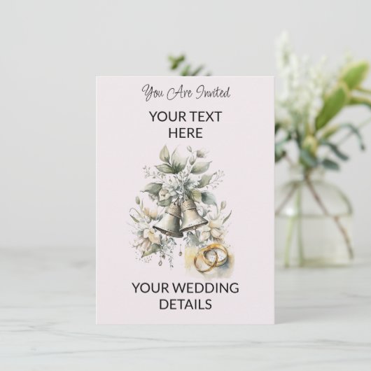 Trouwbellen  Watercolor Trouw Uitnodiging (Staand voorkant)