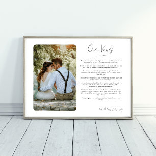 Trouwbelofte met Foto Herinneringscadeau Printen Poster