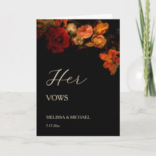 Trouwbeloftekaart met donkere vintage bloemen kaart