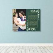 Trouwbeloften Emerald en gouden groen foto  Canvas Afdruk (Insitu (Houten vloer))
