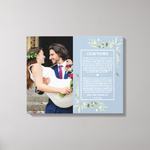 Trouwbeloften Stof Blauw Groenery Foto  Canvas Afdruk