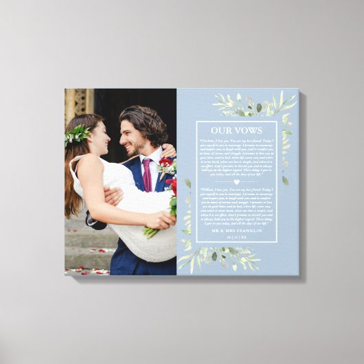 Trouwbeloften Stof Blauw Groenery Foto Canvas Afdruk (Voorkant)