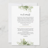 Trouwbeloften We Elopeden Groen Bloemstuk Feest Kaart (Achterkant)