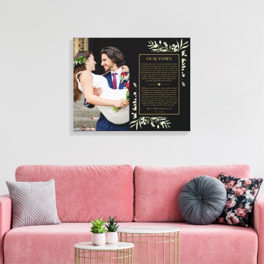 Trouwbeloften Zwart En Goud Groene Foto  Canvas Afdruk (Insitu (Woonkamer))