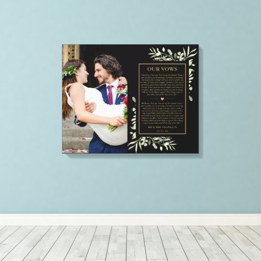 Trouwbeloften Zwart En Goud Groene Foto  Canvas Afdruk (Insitu (Houten vloer))