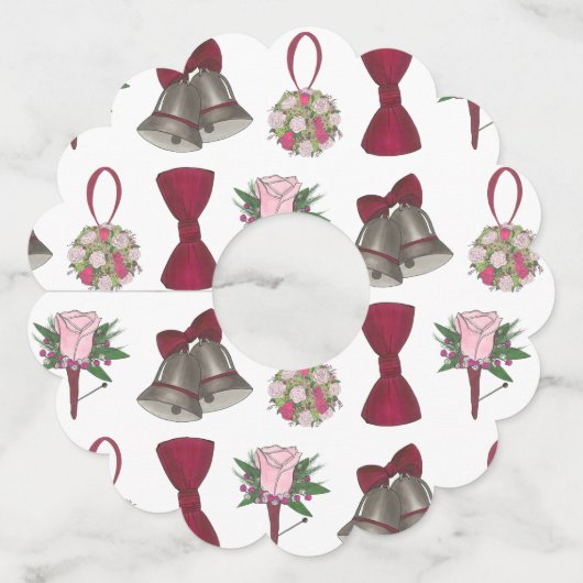 Trouwbeluchtiging Strikdas Boeket Rozen Jubileum Wijnglaslabel (Voorkant)