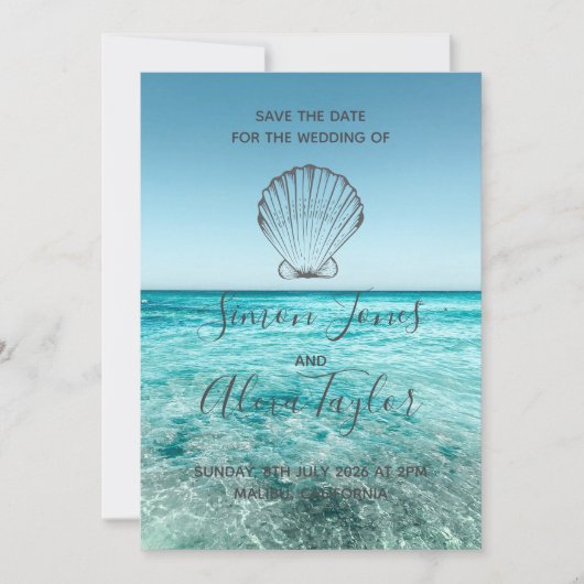 Trouwbericht voor een strandbestemming opslaan save the date (Voorkant)