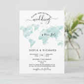 Trouwbestemming Aquarel Wereldkaart Hart Kaart (Staand voorkant)