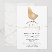 Trouwbestemming Barbados Tropisch Goud Kaart (Voorkant / Achterkant)