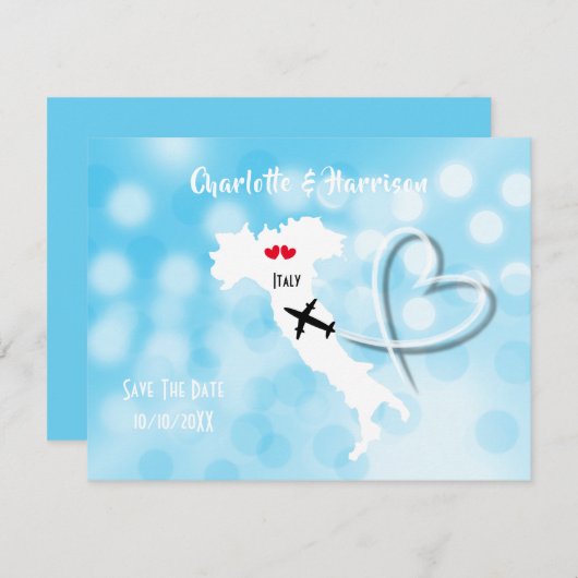 Trouwbestemming Italië Bewaar de Datum Save The Date (Voorkant / Achterkant)
