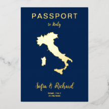 Trouwbestemming Italië Goud Folie Paspoort