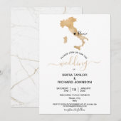 Trouwbestemming Italië Goud Verplaatsbaar Hart Kaart (Voorkant / Achterkant)