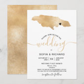 Trouwbestemming Jamaica Tropisch Goud Kaart (Voorkant / Achterkant)