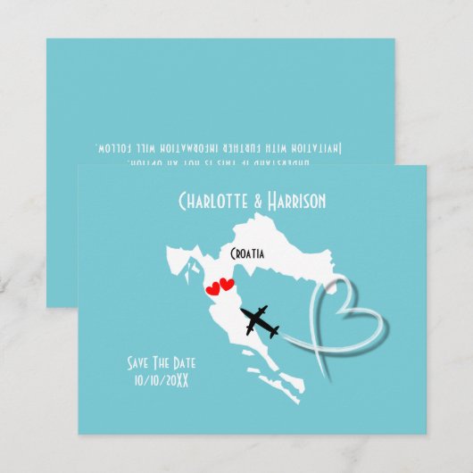 Trouwbestemming Kroatië Bewaar de Datum Save The Date (Voorkant / Achterkant)