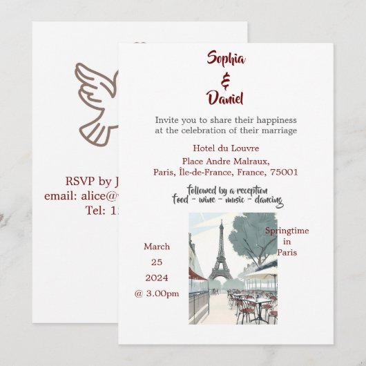 Trouwbestemming - Lente in Parijs Kaart (Voorkant / Achterkant)