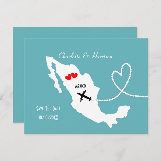 Trouwbestemming Mexico Bewaar de datum Save The Date (Voorkant / Achterkant)